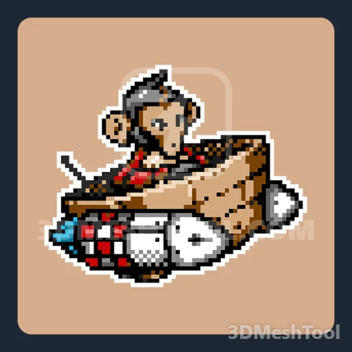 Macaco espacial pixelizado (MP_Christmas2018_Tee_088_F) - hash 0xB837EB02 / 3090672386: foto no GTA V