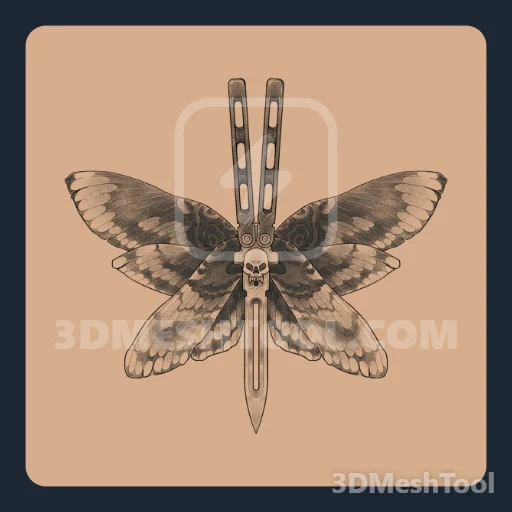 Canivete borboleta (MP_Gunrunning_Tattoo_009_F) - hash 0x3A6CDE00 / 980213248: foto no GTA V