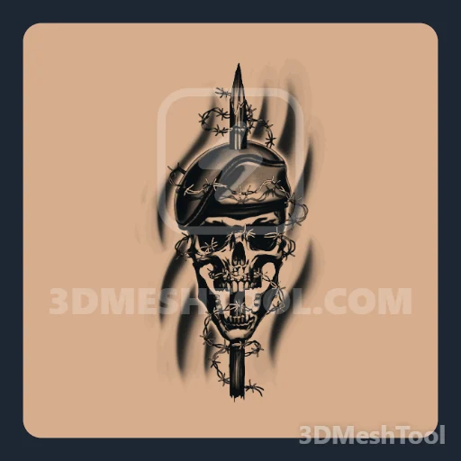 Espeto na caveira (MP_Gunrunning_Tattoo_015_F) - hash 0x05881ED6 / 92806870: foto no GTA V