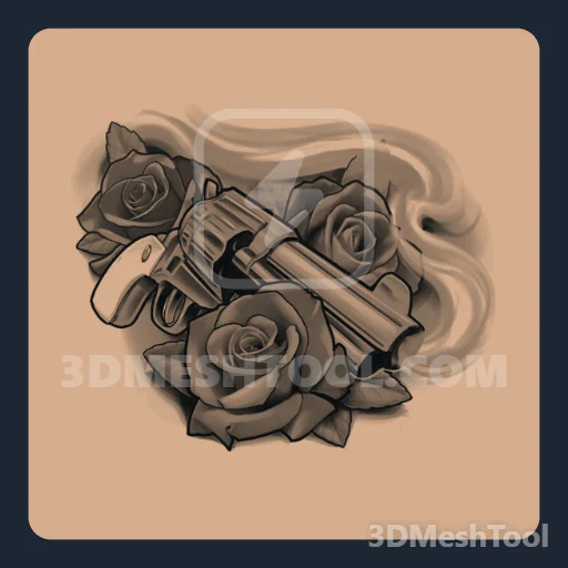 Revólver com rosas (MP_Gunrunning_Tattoo_023_M) - hash 0xEDEA5885 / 3991558277: foto no GTA V